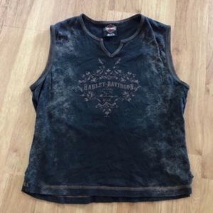 Harley Davidson V-Neck Sleeveless Top Size Large